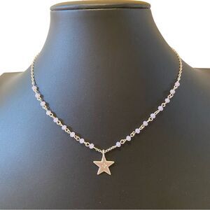 Delicate Looking Star Pendant Necklace w/ Lavender Beading.